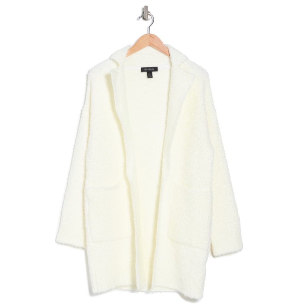 NWT St. John
Open-Front Teddy Cardigan Sweater Jacket Patch Pockets. Medium